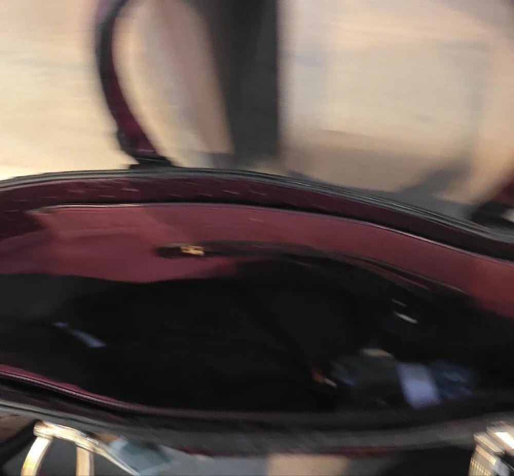 Croc-Embossed Structured Tote in Plum with Gold Hardware 3 Bags In 1